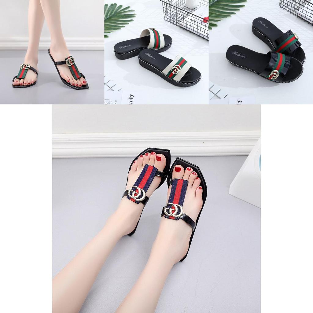 Hochwertige Sommer Damen Flip-Flops Mit Gurtband-Streifen-Design Für Strandbekleidung
