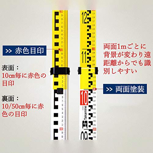 5m Aluminum Staff, Aluminum Frame, 5m, 5 Sections, Yellow/White, Telescopic Ruler, Millimeter Graduations, Aluminum RAB Cord Staff, 5m Measuring Tool