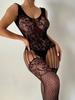 Teddy Crotchless Bodysuits Sexy Lingerie Women Fishnet Hollow Open Bra Underwear Erotic Apparel Black Bodysuit & Lace Stockings