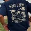 Men Vintage California Beach Surf T-shirt White Vintage Surf Graphics with West Coast Surf and Malibu Men Clothing