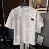 Light Luxury American Heavy Retro T-Shirt Feeling Washed Water Old Short-Sleeved Top Contrasting Color Splicing Men'S Half-Sleeved Casual Versatile