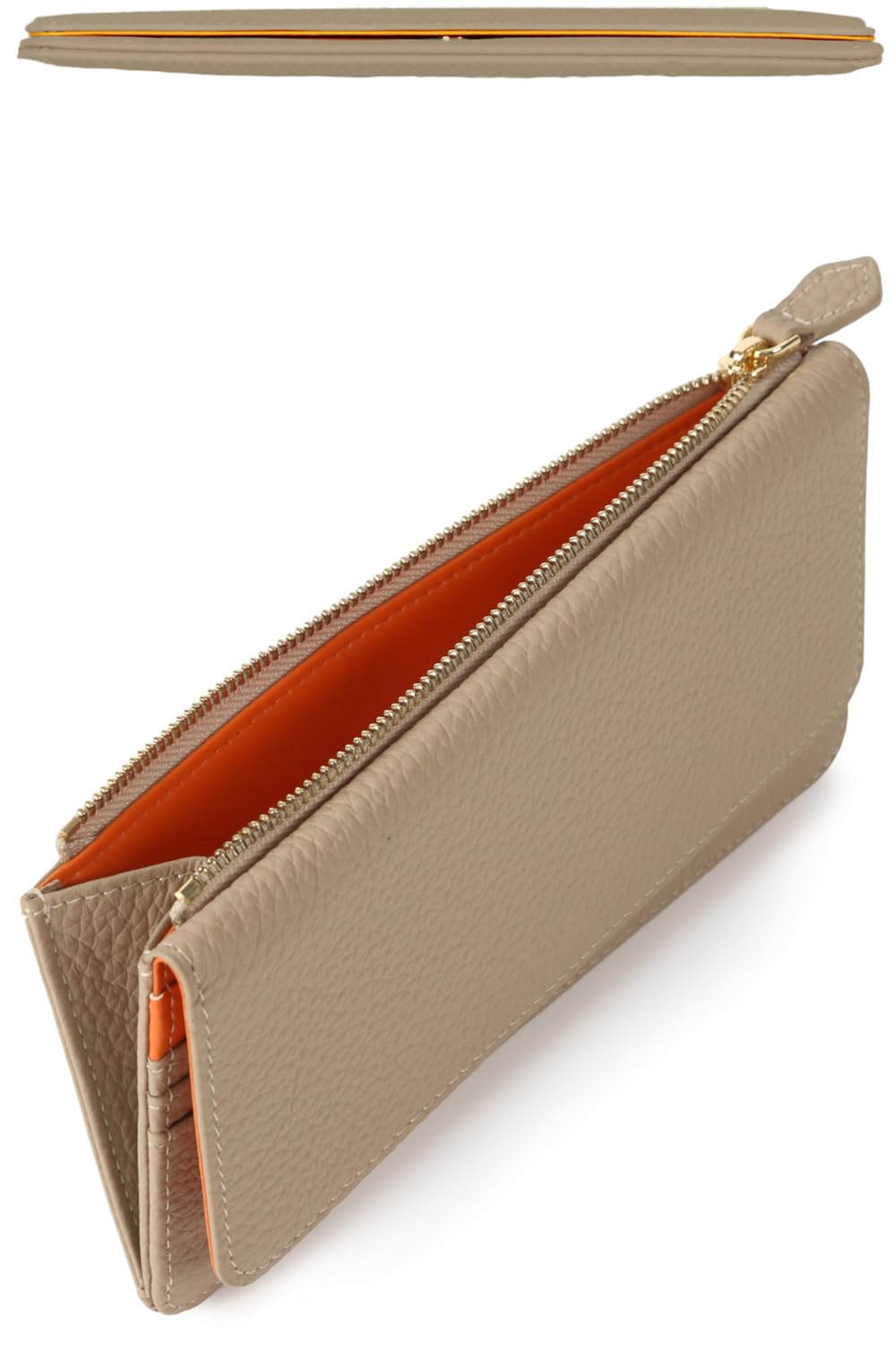 

Женский длинный кошелек LASIEM из натуральной кожи с клапаном, тонкий и легкий, большая вместимость, защита от скимминга, двухцветный дизайн (Кремовый Бежевый x Лососево-Розовый)