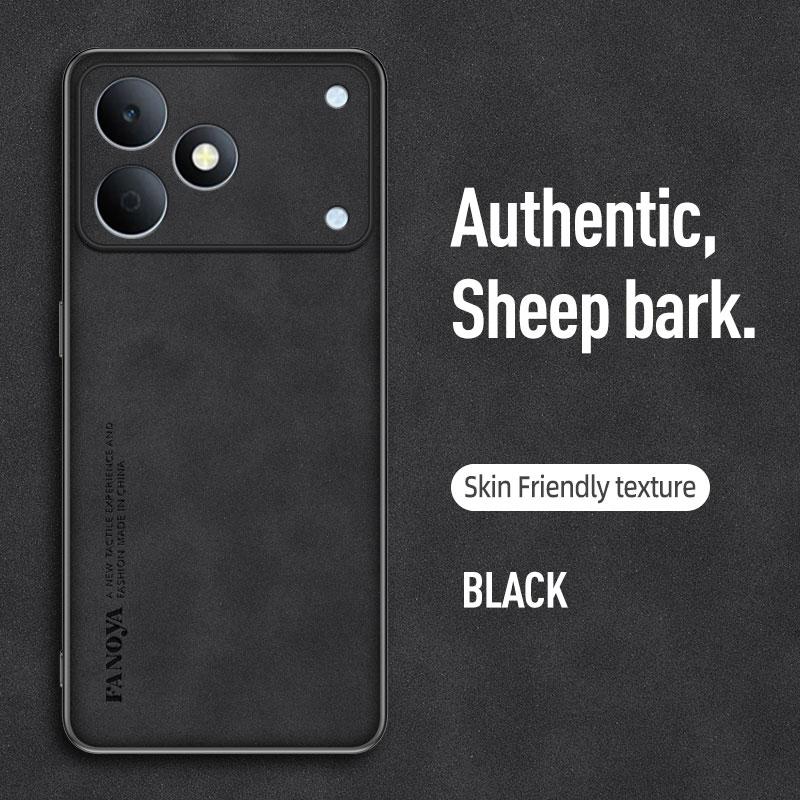 

EUCAGR Роскошный чехол из натуральной овчины и ПУ-кожи для Realme Note 80, задняя крышка, ударопрочный, полная защита Realme Note 80 чёрный
