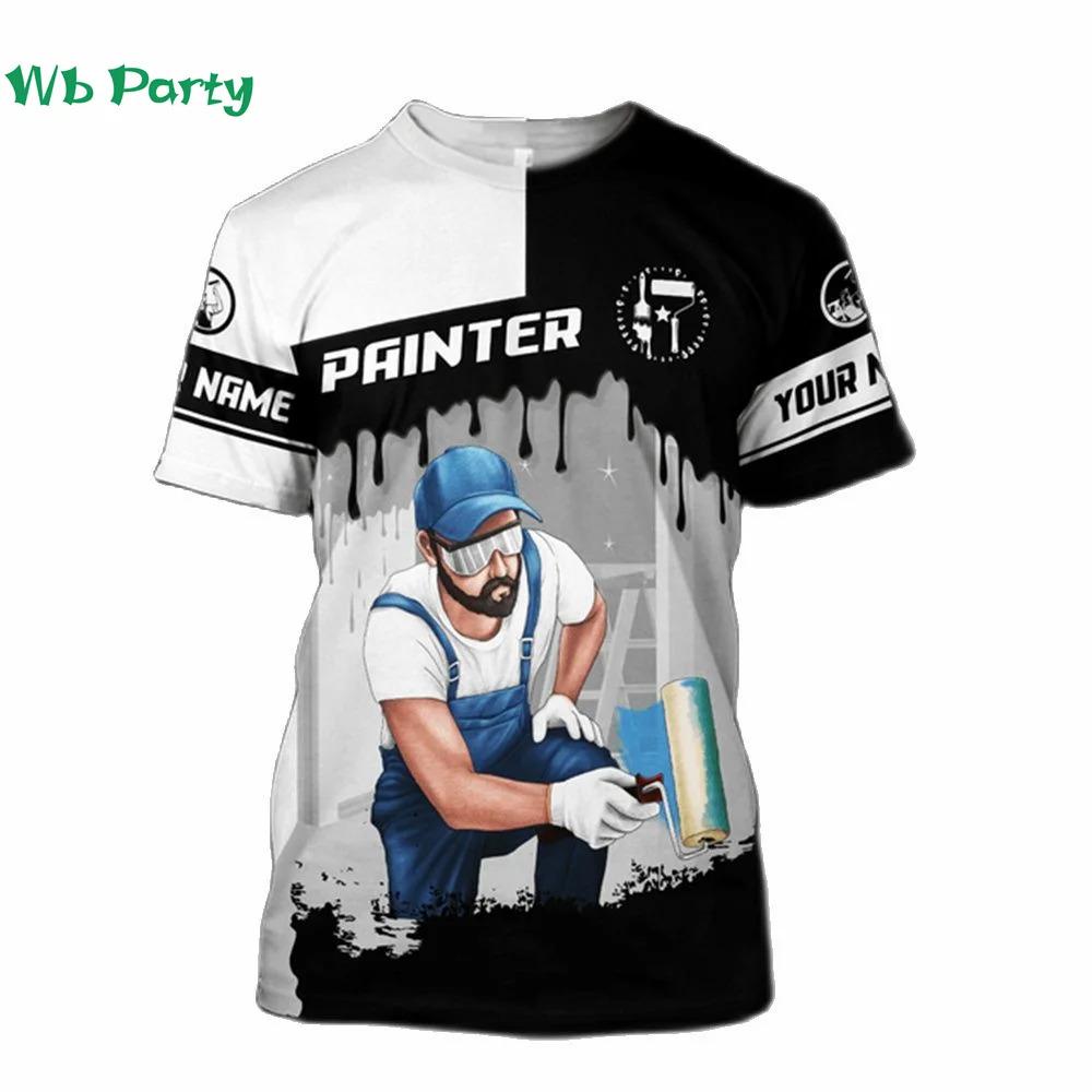 Camiseta de Verano Nueva para Hombre Estilo Pintor Personalizada Moda Cuello Redondo Holgada Manga Corta Tallas Grandes Tops Personalizados Regalos para el Día del Padre