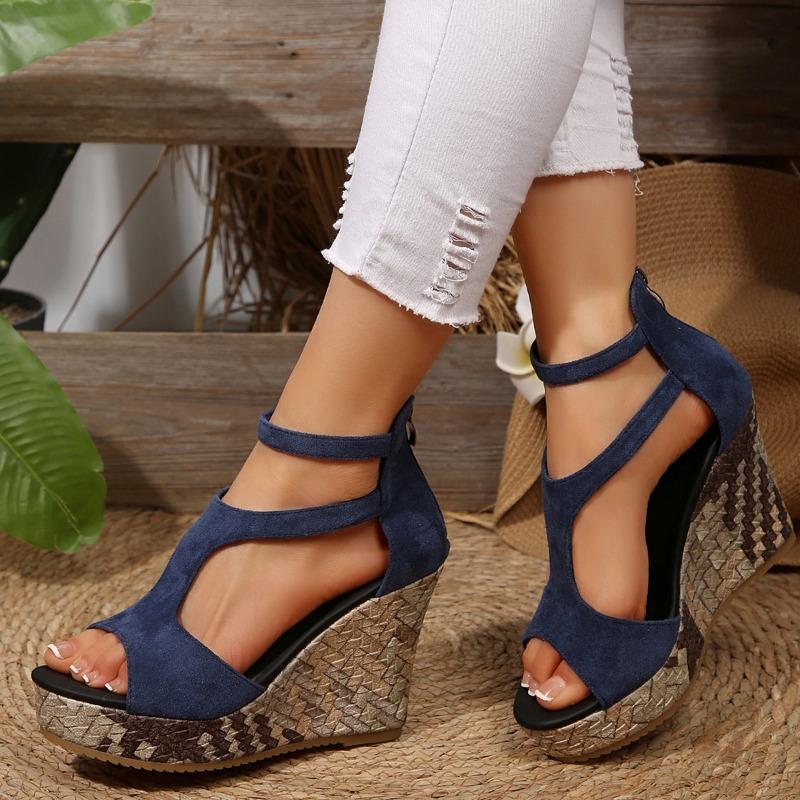 Fashion 2025 Brand Ladies Shoes Peep Toe Women's Sandals Fashion Zip Summer Plus Size Casual Comfortable Best Seller Wedge Sandals