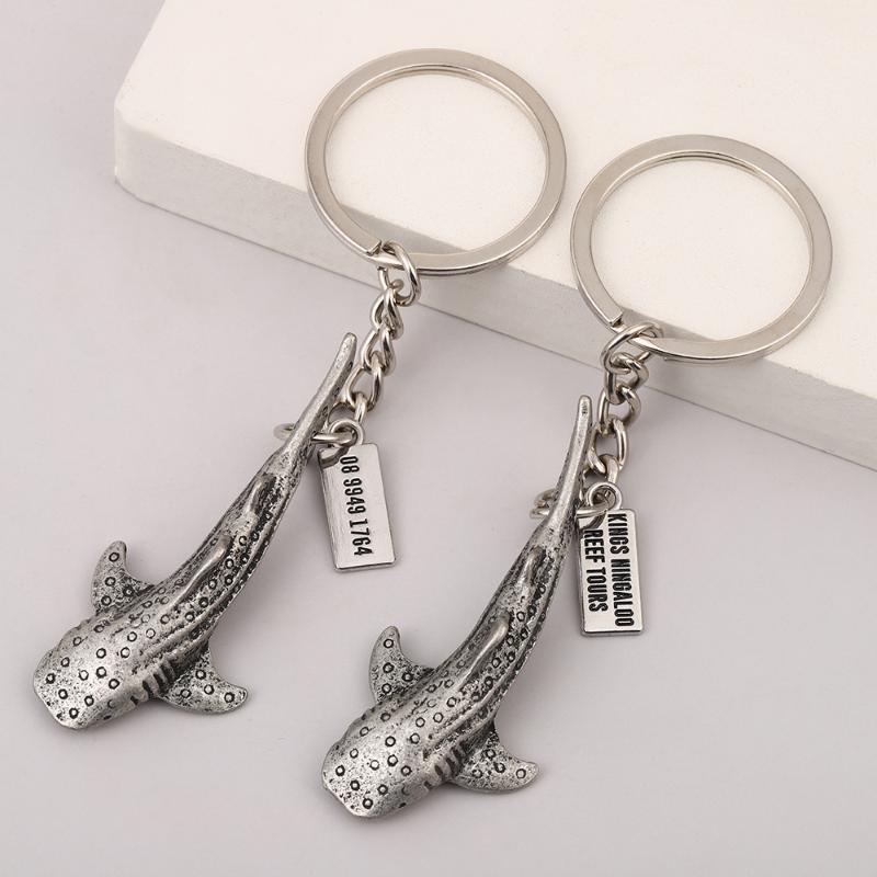 1/3Pcs Vintage Metal Whale Shark Keychain Creative Alloy Sea Animal Pendant Key Ring Charm For Backpack Bag Decoration Gift