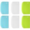 6Pcs Food Dough Scraper Bench Scraper, Plastic Multi Purpose Kitchen Pastry Cutting Tool Flexible Bowl Scrapers with Curved Edge, Cake Baking Bench