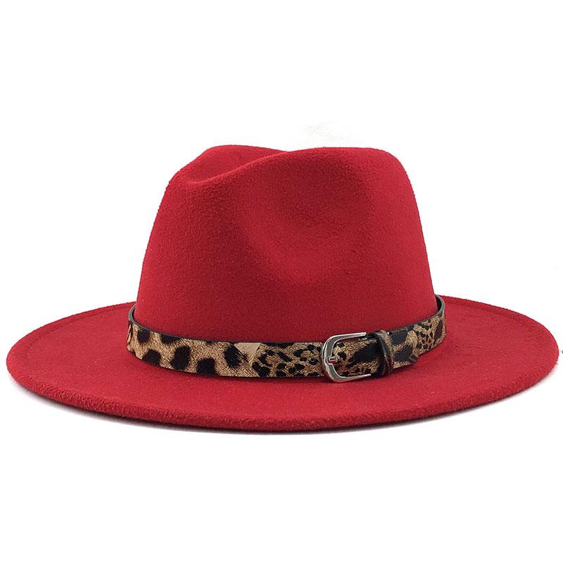 Frauen Männer Wolle Fedora Hut Mit Leder Band Gentleman Elegante Dame Winter Herbst Breite Krempe Jazz Kirche Panama Sombrero Kappe