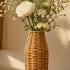 Rattan-Look Plastic Vase Long-Lasting for Reading Nook