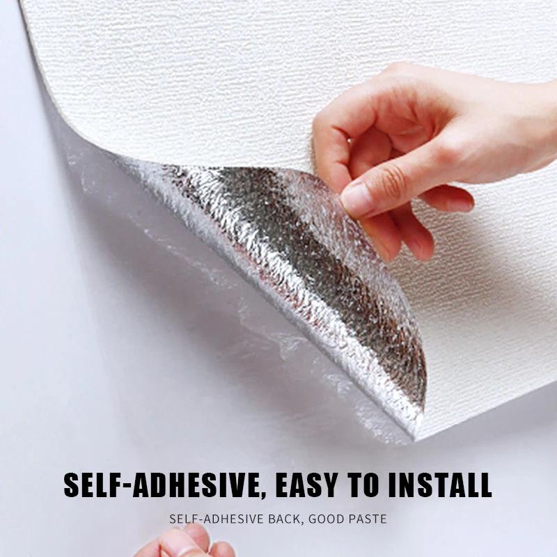 Self Adhesive Imitation Linen Wall Paper Renovation Bedroom Living Room Background Moisture-proof Mould Proof Foam Wallpaper