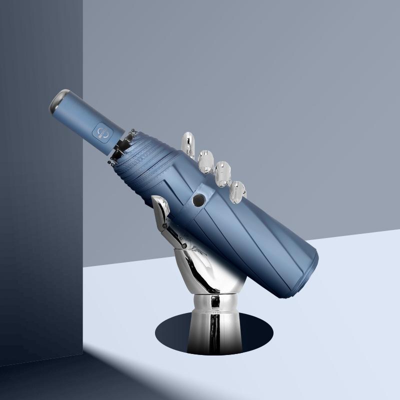 Новый мужской женский зонт полностью автоматический обратный складной зонт — фото 4