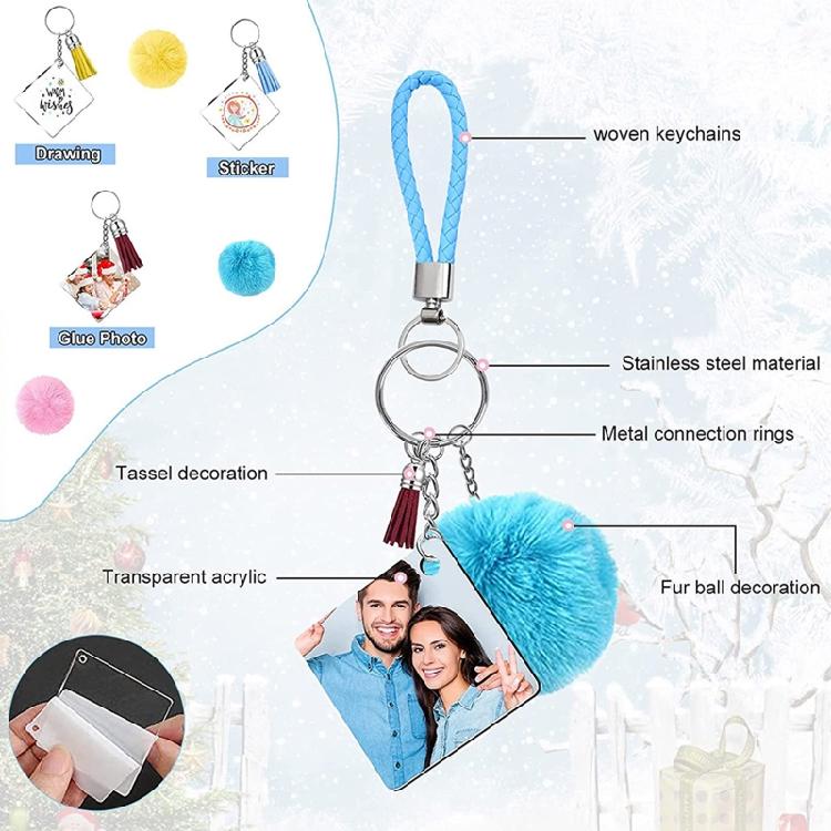 126x Clear Acrylic for Key Chain Embryo Accessory Snap Hooks Braided for Key Cha