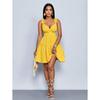 European summer new fashion solid color loose casual backless V-neck sleeveless short dress