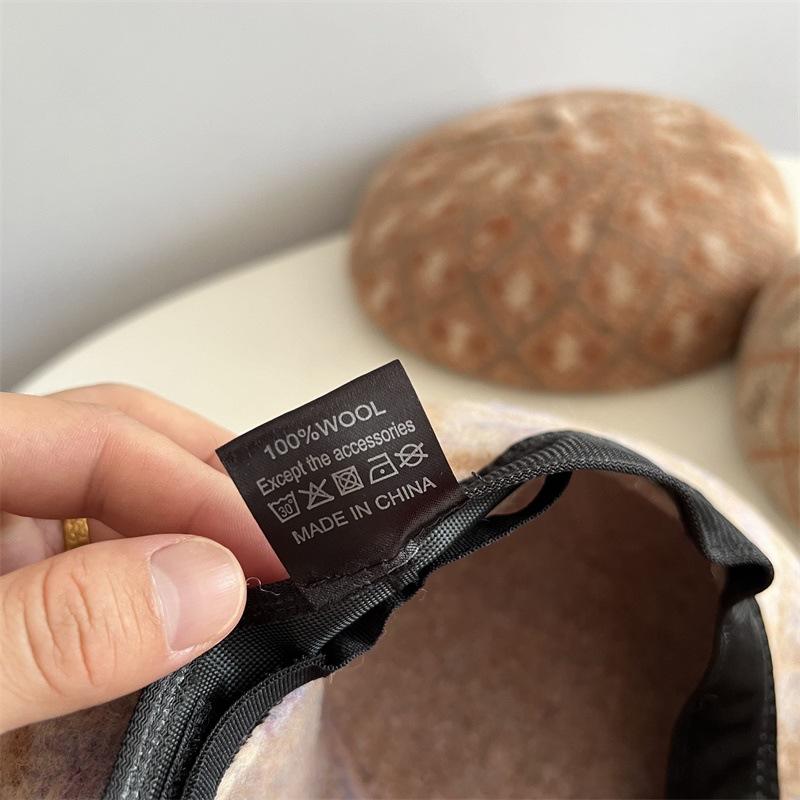 Japanese Australian 100% Wool Jacquard Beret For Girls, Autumn And Winter Artistic Retro Light Luxury Casual Warm Painter Hat