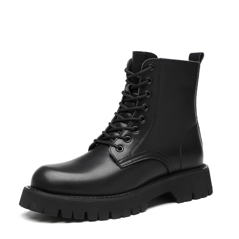 Fashion men's casual autumn winter boots black trendy platform shoes party nightclub dress genuine leather boot handsome chunky botas