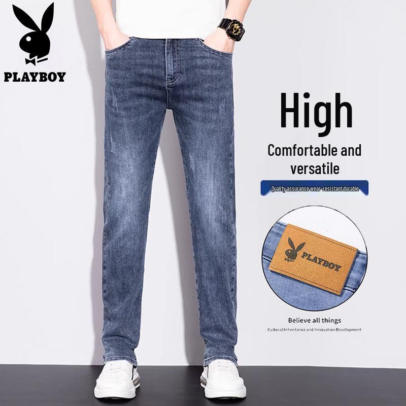 

Мужские летние повседневные свободные джинсы прямого кроя Playboy 36
