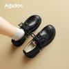Fleece New Winter Black Glossy Small Leather Shoes Thick-soled Fluffy Cotton Shoes