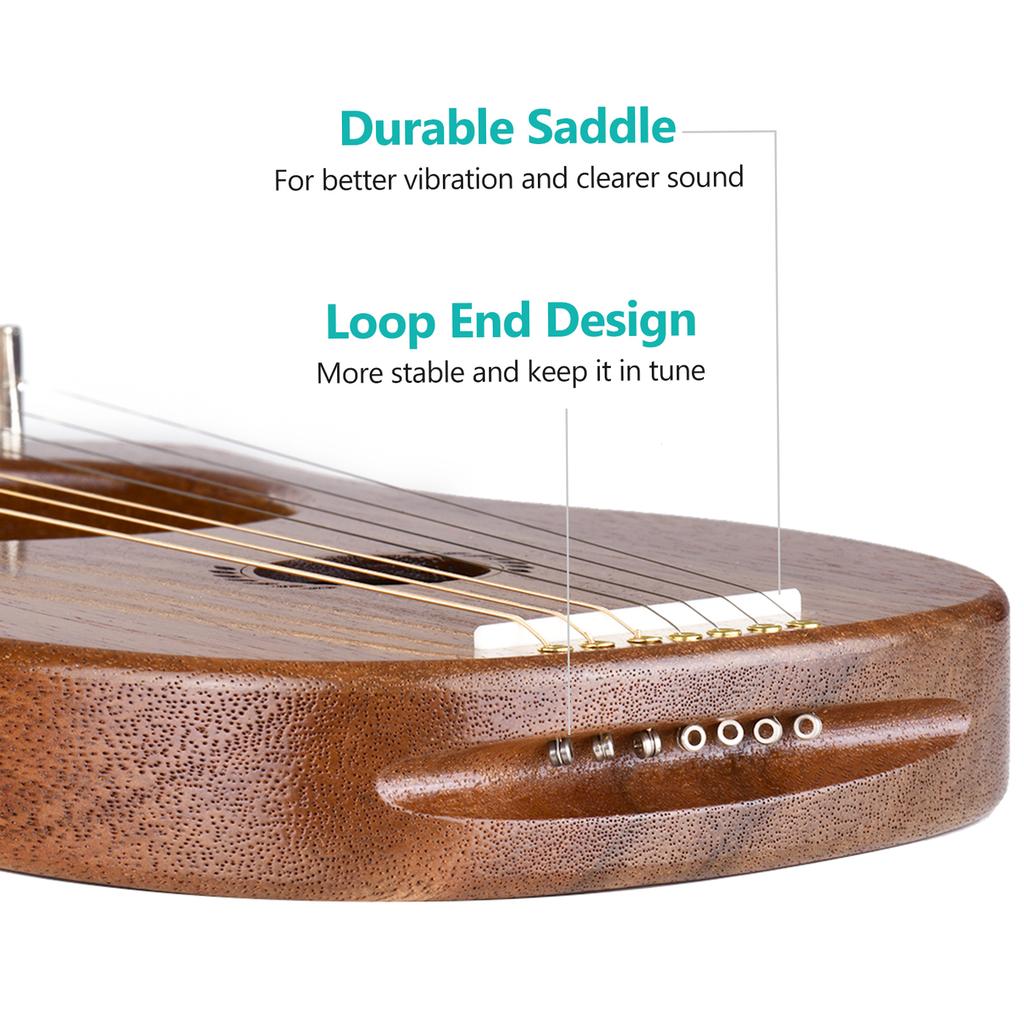 7-String Lyre Harp Ancient Lyres Terminalia Wood String Instrument with Carry BagCelsius Extra String SetCelsius Tuning WrenchCelsius Cleaning C