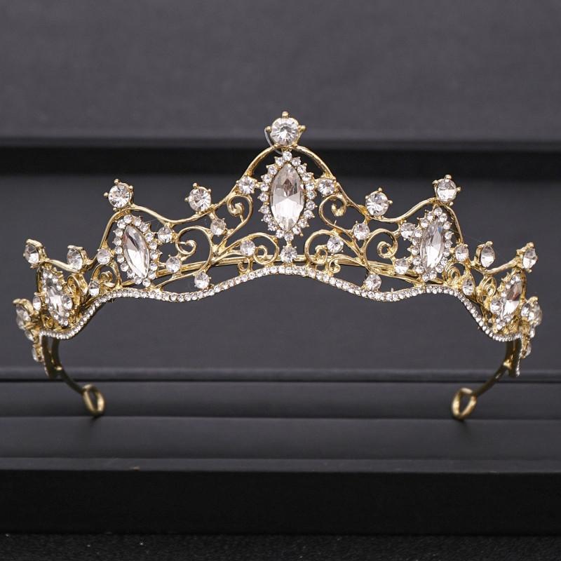 Coroană de Nuntă Bijuterii de Păr Accesorii de Păr de Mireasă Femei Coroană Baroc Strassuri Cristal Tiare Mireasă Regină Coroane de Petrecere Cadou