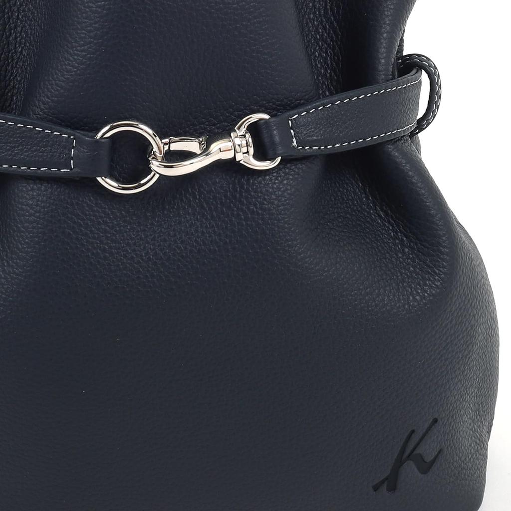 Kitamura Daily Use Cowhide Leather Handbag Y-1424 Dark Blue with White Stitching [Navy] 10901