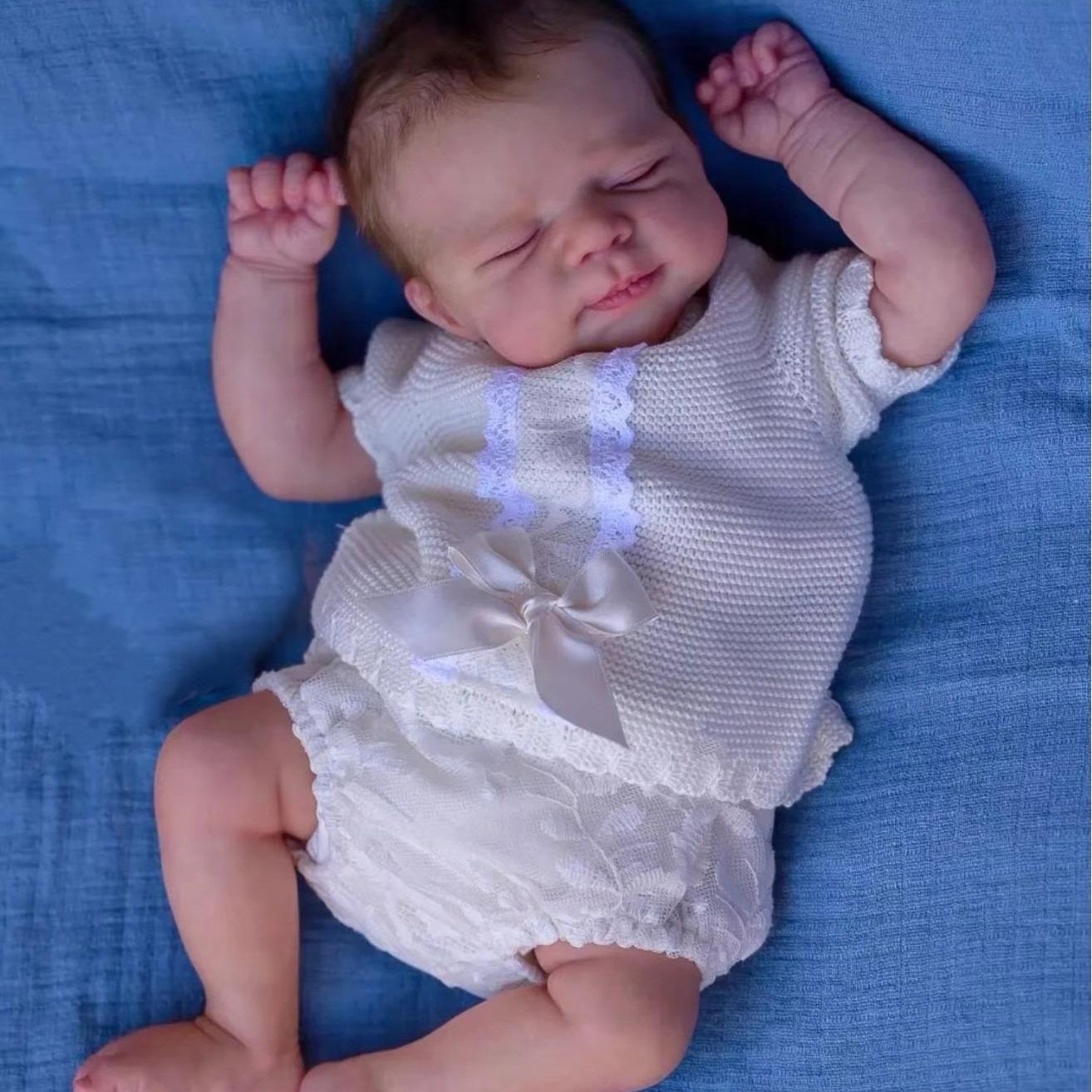 

19-дюймовые милые спящие куклы Reborn, мягкая тканевая кукла Pascale с имитацией тела с изысканной 3D-рисованной кожей, видимыми кровеносными сосудами, реалистичная игрушка-кукла для младенцев cloth body
