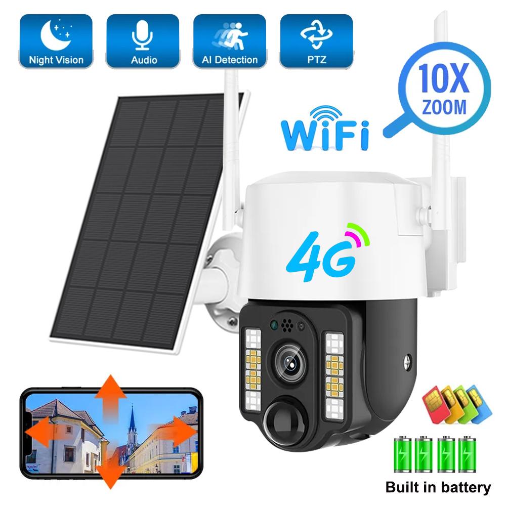 WIFI/4G Smart Solar Surveillance Camera, Available with 1, 2 or 3 Lenses (Single/Dual/Triple Screen), HD Night Vision CCTV