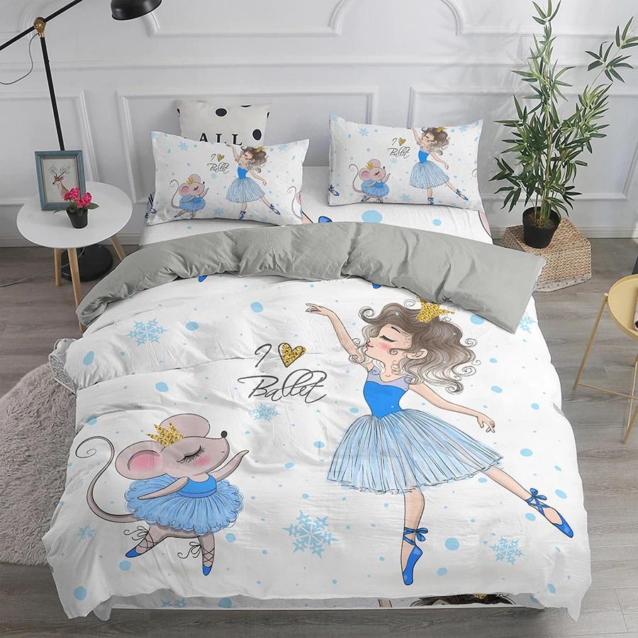 Capa de edredom para meninas dançando balé, lindas bailarinas, conjunto de cama para meninas 135, capa de edredom rosa, cama de solteiro, princesa, HomeTextiles