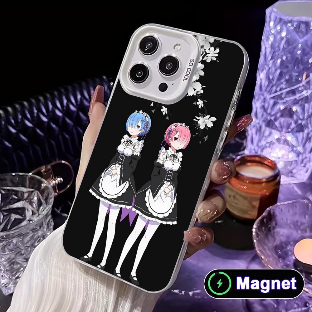 

ReZero Rem Ram White Translucent MagSafe Mobile Phone Case for iPhone 17 16 15 14 13 12 11 X XR XS Air Pro Max Plus Cover iPhone Air