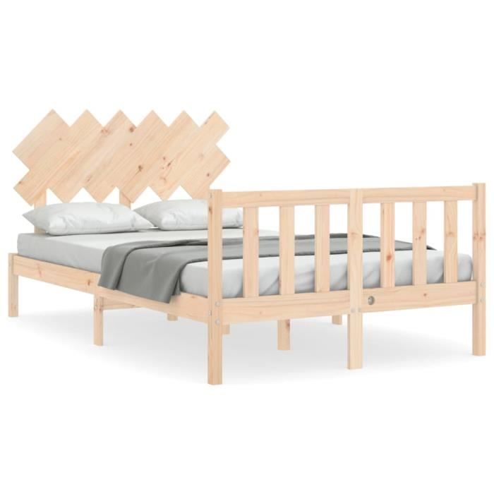 VidaXL Cadre de lit avec tête de lit 120x200 cm bois massif 3193461