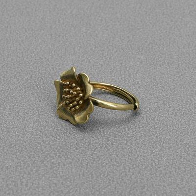 Brass Flower Rings Adjustable Ring Sculptures Gifts Accessories Statuette