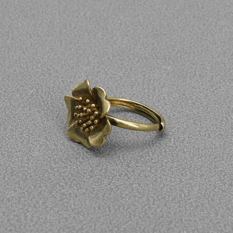 Brass Flower Rings Adjustable Ring Sculptures Gifts Accessories Statuette