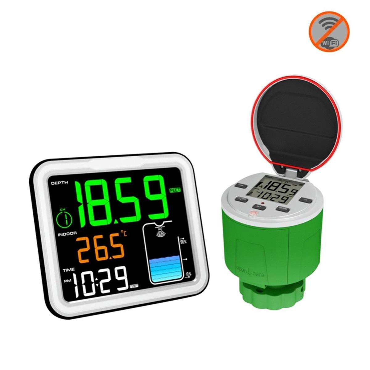 8-in-1  Wireless Smart Solar-Powered Ultrasonic Water Level Monitor with Alarm 150m Remote Monitoring Tank Level Monitor