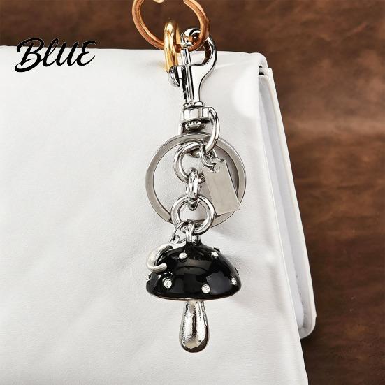 Bag Pendant Keychain Rhinestones Inlaid Mushroom Shape Key Holder Lobster