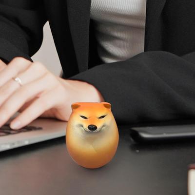 Jouet Anti-Stress à Rebond Lent Doux Forme d'Œuf de Chien Jouet Tendance à Presser, Sculpture de Sable de Bureau Anti-Stress Jouet Œuf Chien Shiba Inu