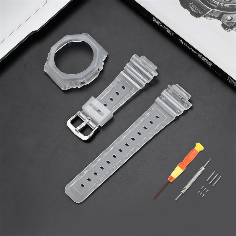 

Для Casio G-SHOCK Octagon Farm Oak GA-2100 TPU Refit прозрачный ремешок для часов корпус силиконовый ремешок для часов ga2100 мужской браслет