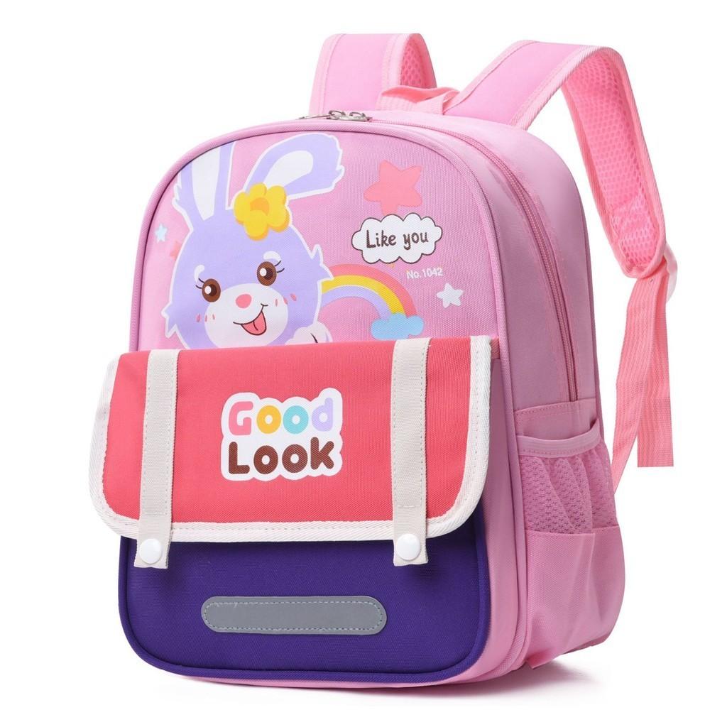Cute Oxford Fabric Kindergarten Backpack Lightweight Breathable For Preschoolers Pink