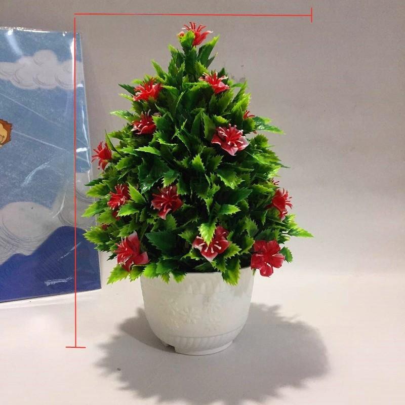 Künstlicher grüner Pflanzentopf mit 26 Kirschblüten für Schreibtisch im Büro und Wohnzimmer