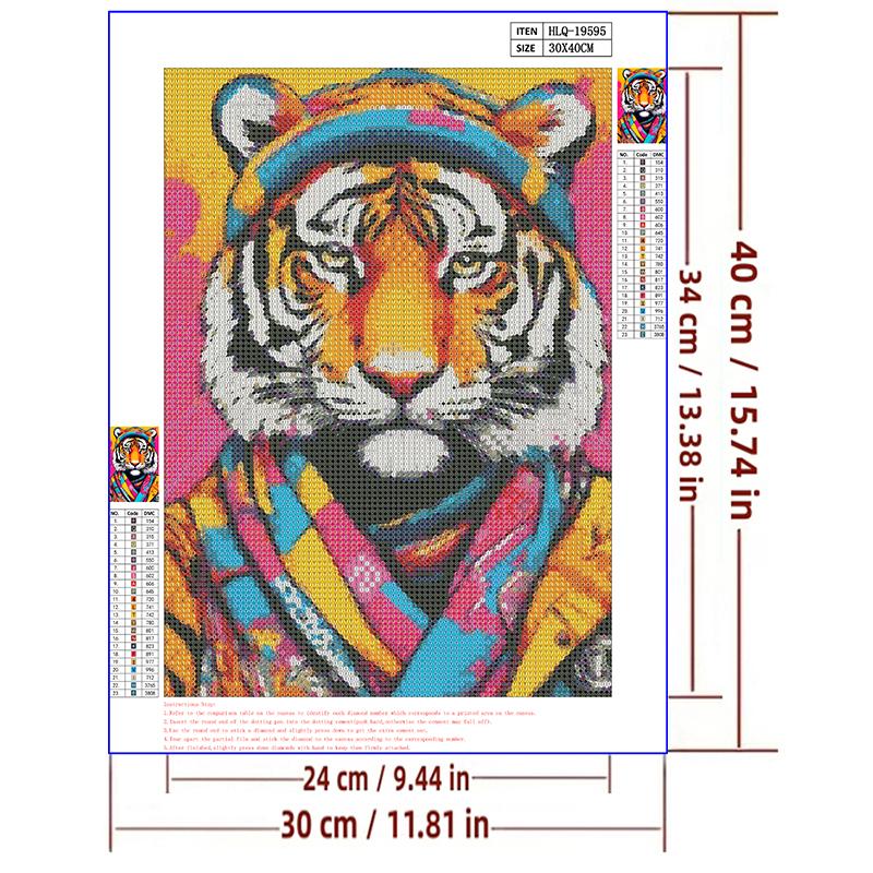 5d DIY Diamond Painting Cross Stitch Colorful Tiger Animals Diamond Embroidery Mosaic Full Round Drill Home Decor Arts