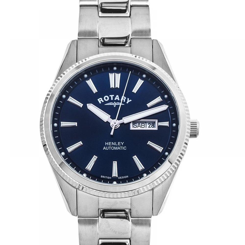 

Поворотные автоматические мужские часы из нержавеющей стали с синим циферблатом