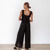 1116 Summer New French Loose Casual Wide Leg Pants Square Neck Vest Women's Casual Cotton and Linen Suit