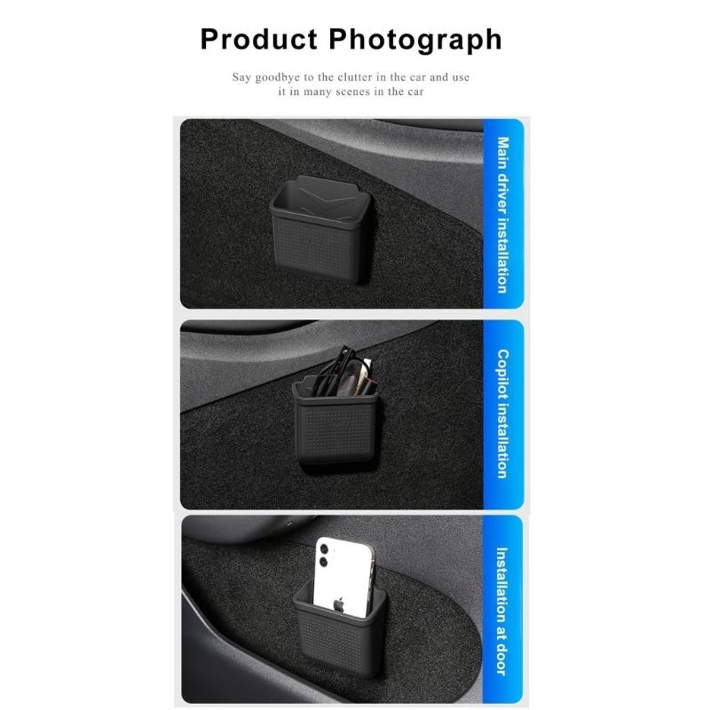 Car Storage Box Pocket Center Console Organizer Door Side Storage Box Pocket, Card Coin Container Case- for