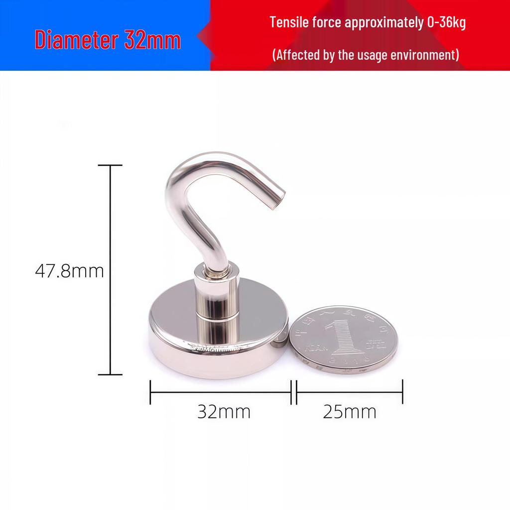 Neodymium Iron Boron Strong Magnetic Hook with Hole-Free Installation, High Load Bearing, and Powerful Suction.