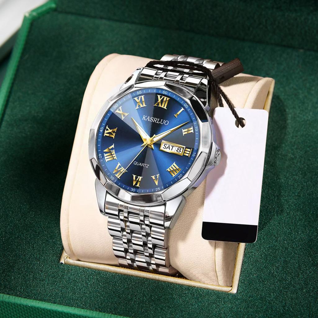 Watch Fashion Luminous Business Roman Scale Double Calendar Quartz Watch Waterproof Men'S Watch Men'S