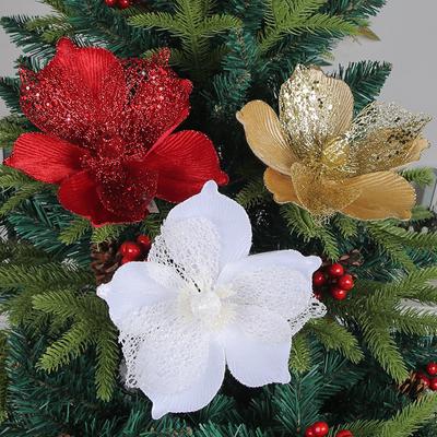 6 Pcs New Arrival Christmas Poinsettia Flowers for Decor, Home Decor Artificial Flowers, Christmas Tree Decor Covers Flower, New Year's Tree Decor