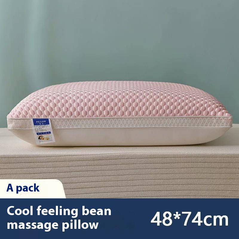 Oreiller Cervical de Massage en Tissu Fibre Soyeuse Glacée Rafraîchissante, Noyau d'Oreiller Aide au Sommeil, Sommeil Profond Adulte Usage Domestique, Oreiller Ménager Évacuant l'Humidité