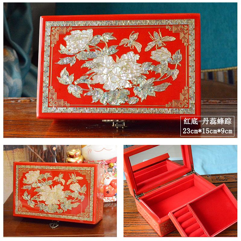 Vintage Filigree Jewelry Box with Copper Wire Inlaid Shells High Gloss Piano Lacquer Pingyao Polished Lacquerware