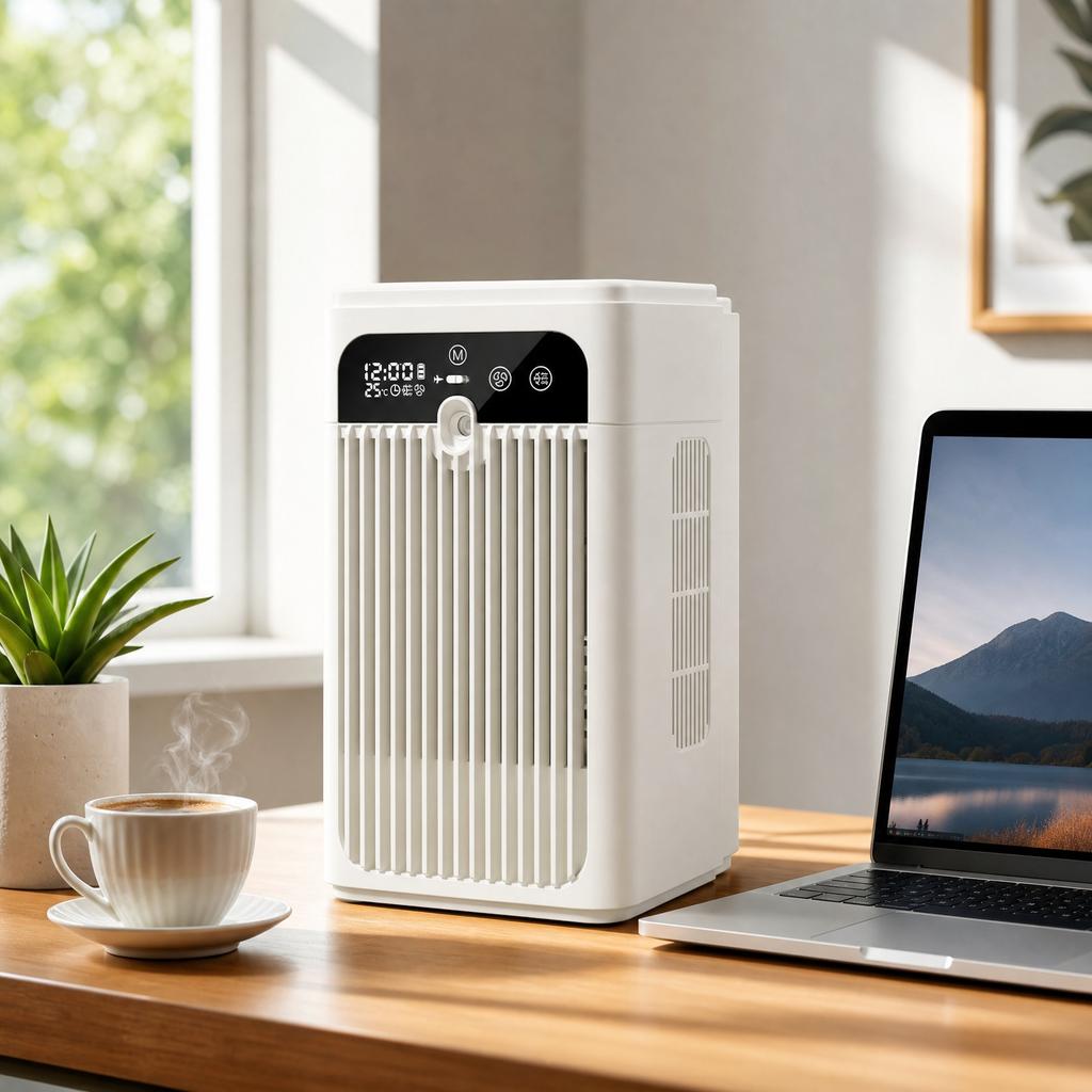 Desktop Fan with Humidifier - Portable Personal Cooler, Small Desk Fan for Kitchen, Dorm, , Bedroom