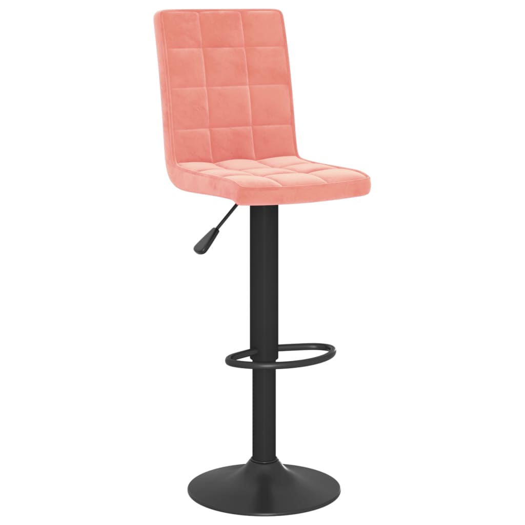 Bar Stool Set of 2 Pink Velvet