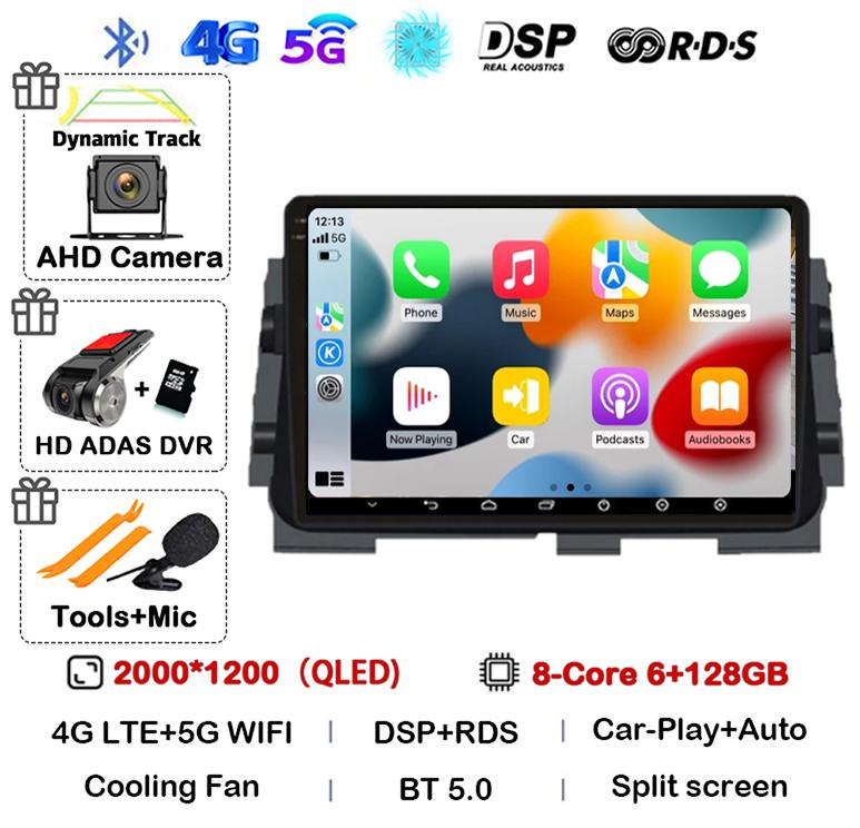 Android 14 Wireless Carplay+Auto For NISSAN MICRA KICKS 2017 2018 2019 Car Radio Multimedia DSP Video Player GPS Navi 360 Camera