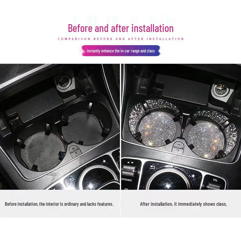 Podložka pod nápoj do auta s kamínky a krystaly: Protiskluzová, vodotěsná silikonová podložka pro izolaci hrnků